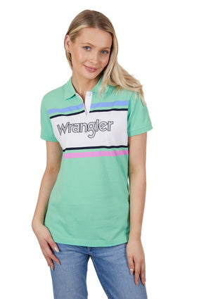 Womens Wrangler Jess Polo Shirt - Green (7336669806669)