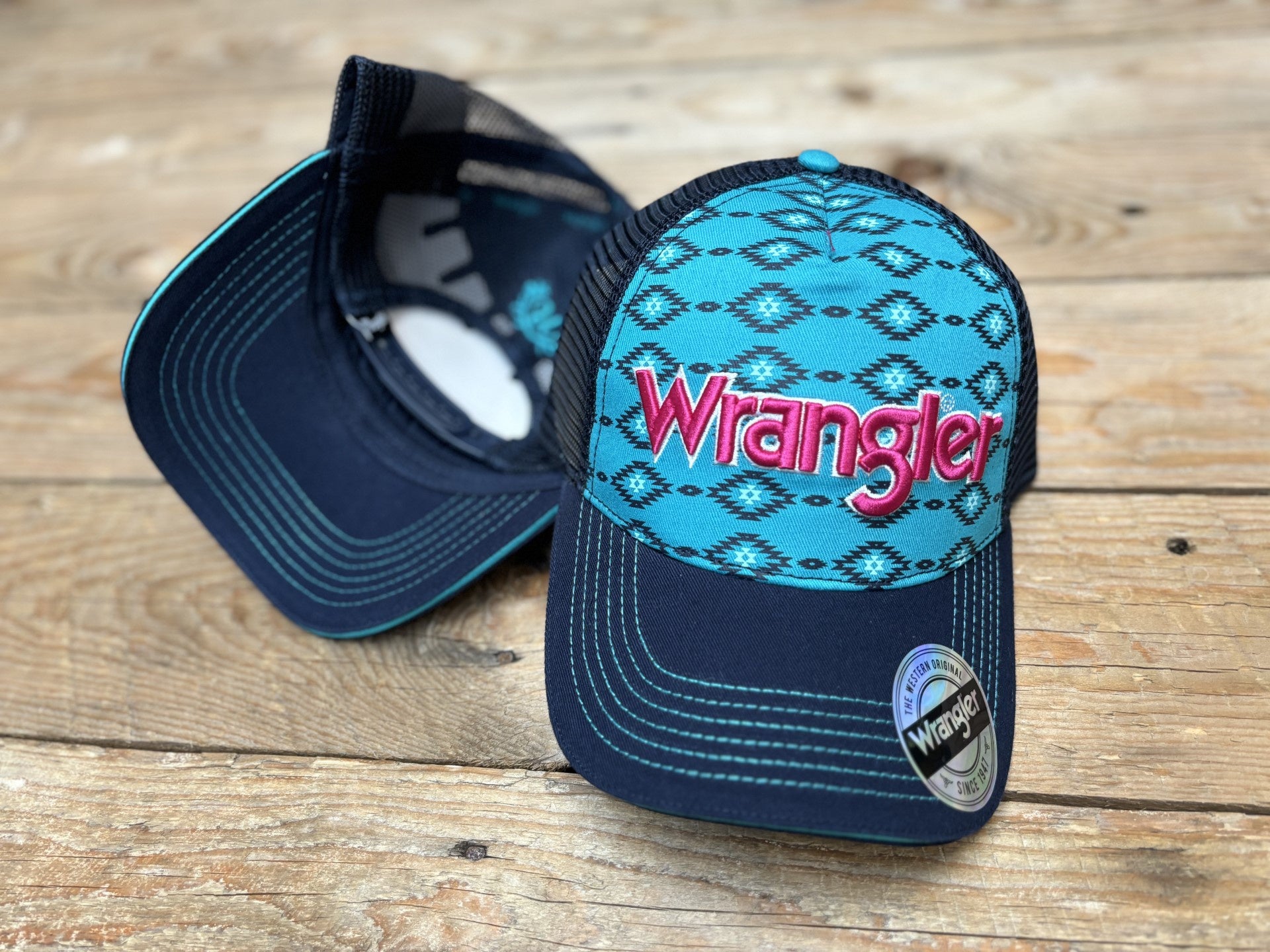 Womens Wrangler Jo-Jo Trucker Cap - Aqua / Navy (7229104783437)