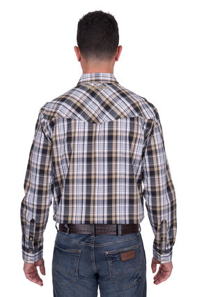 Mens Wrangler Joel Logo LS Shirt - Black / Tan (7554313453645)