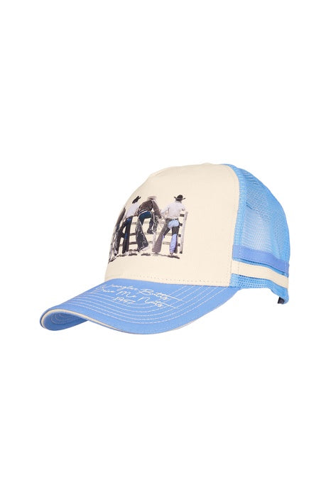 Womens Wrangler Josie High Profile Trucker Cap - Cream / Light Blue