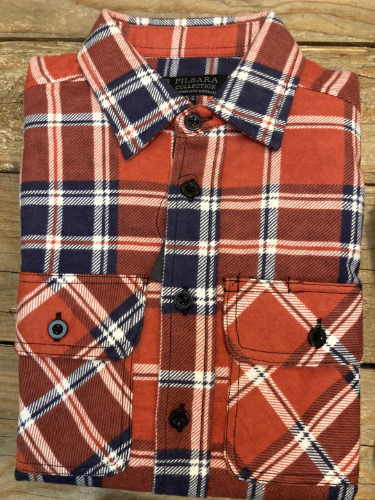 Kids Pilbara Open Front Flannelette Shirt - Assorted (6596760895565)