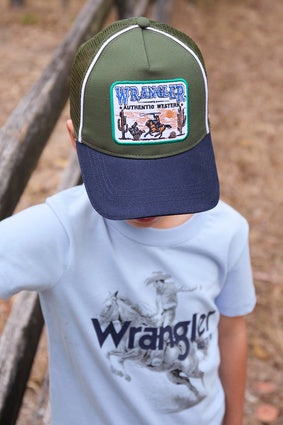 Kids Wrangler Andy Trucker Cap - Cypress / Navy