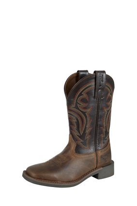 Childrens Pure Western Carter Leather Cowboy Boot - Brown / Chocolate