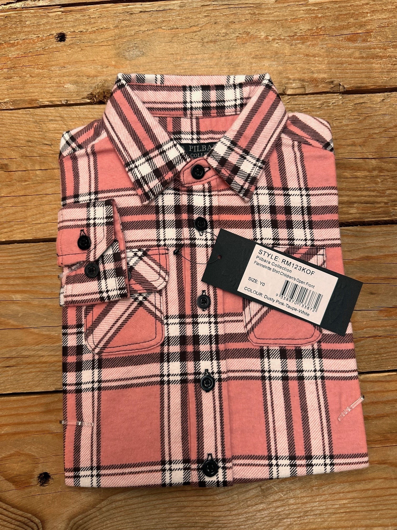 Kids Pilbara Flannelette Open Front Shirt - Choose Colour (7497120153677)