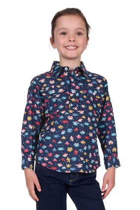 Kid’s Hard Slog Tori Half Placket Long Sleeve Shirt - Navy