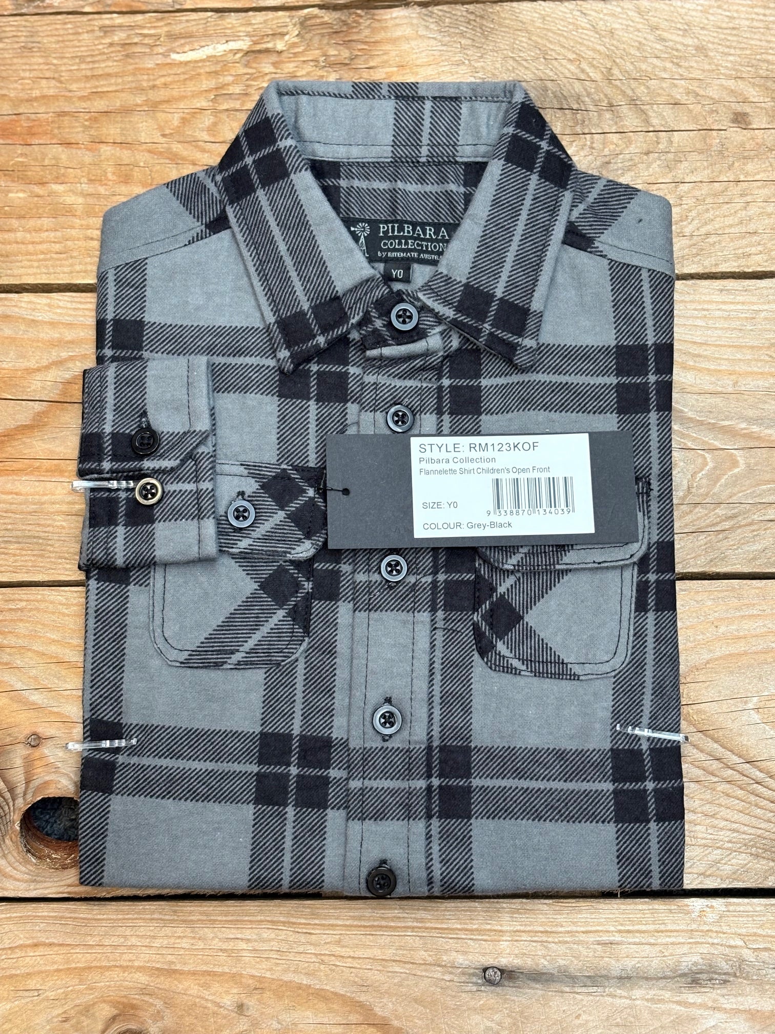 Kids Pilbara Flannelette Open Front Shirt - Choose Colour (7497120153677)