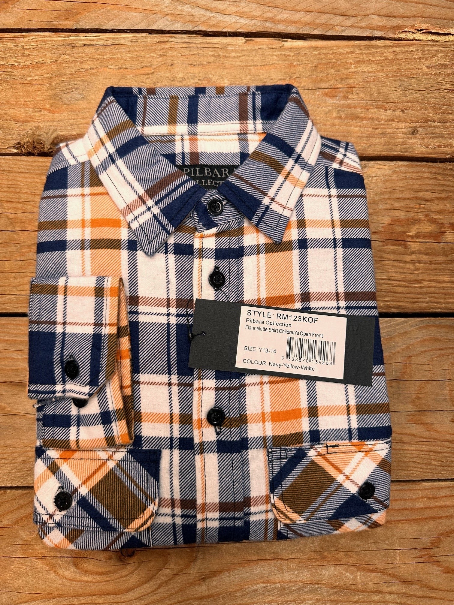 Kids Pilbara Flannelette Open Front Shirt - Choose Colour (7497120153677)