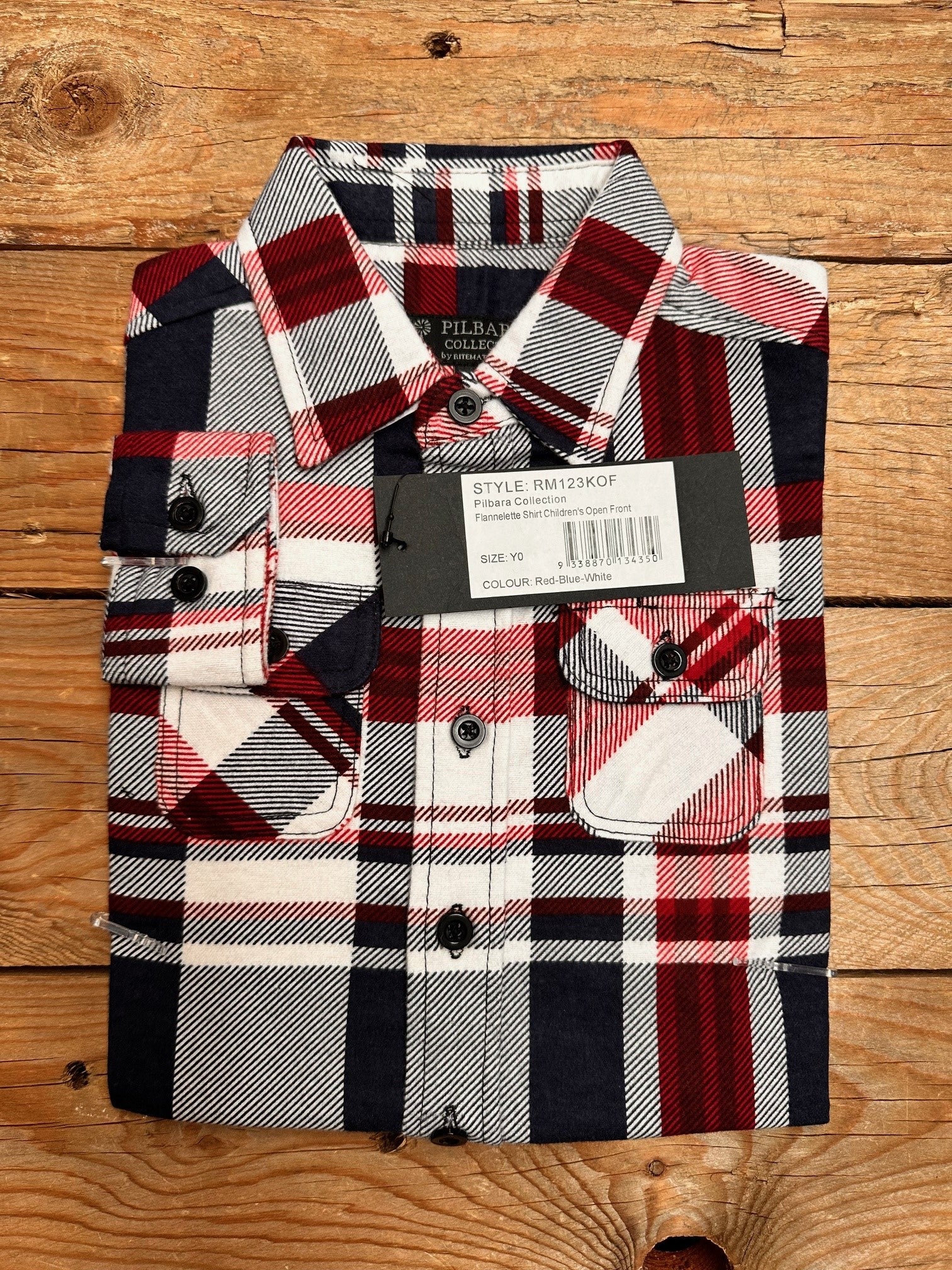 Kids Pilbara Flannelette Open Front Shirt - Choose Colour (7497120153677)