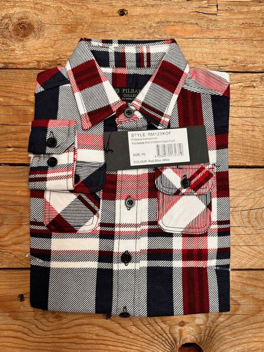 Kids Pilbara Flannelette Open Front Shirt - Choose Colour (7497120153677)