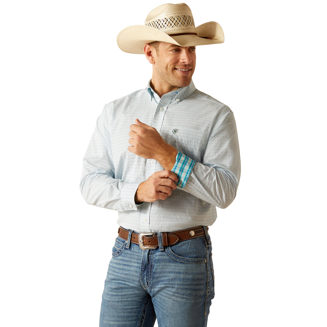 Mens Ariat WF Kolton Long Sleeve Shirt - White
