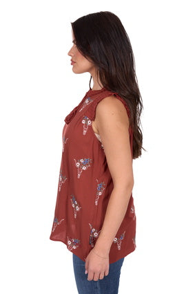 Womens Wrangler Krissy  Blouse - Rust (7553540227149)