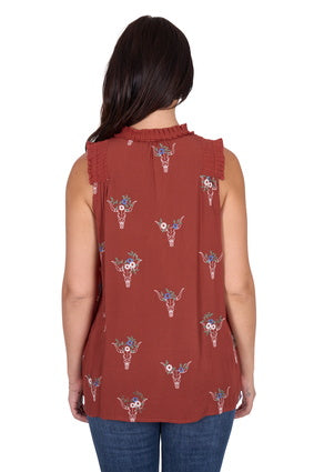 Womens Wrangler Krissy  Blouse - Rust (7553540227149)