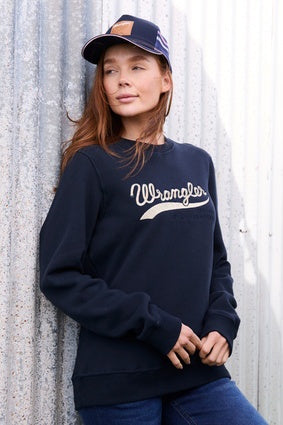 Womens Wrangler Kylie Crew Neck Sweater Jumper - Navy (7474553225293)