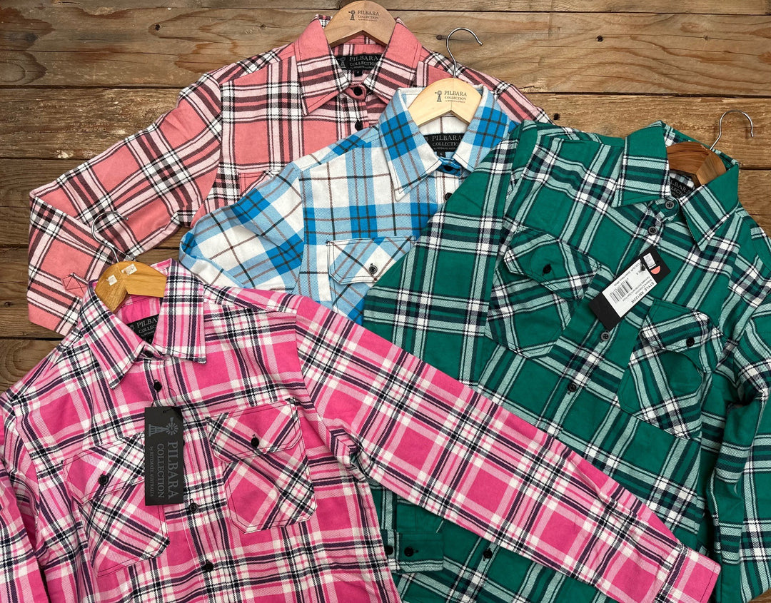 Womens Pilbara Flannelette Open Front Shirt - Choose Colour (7477578793037)