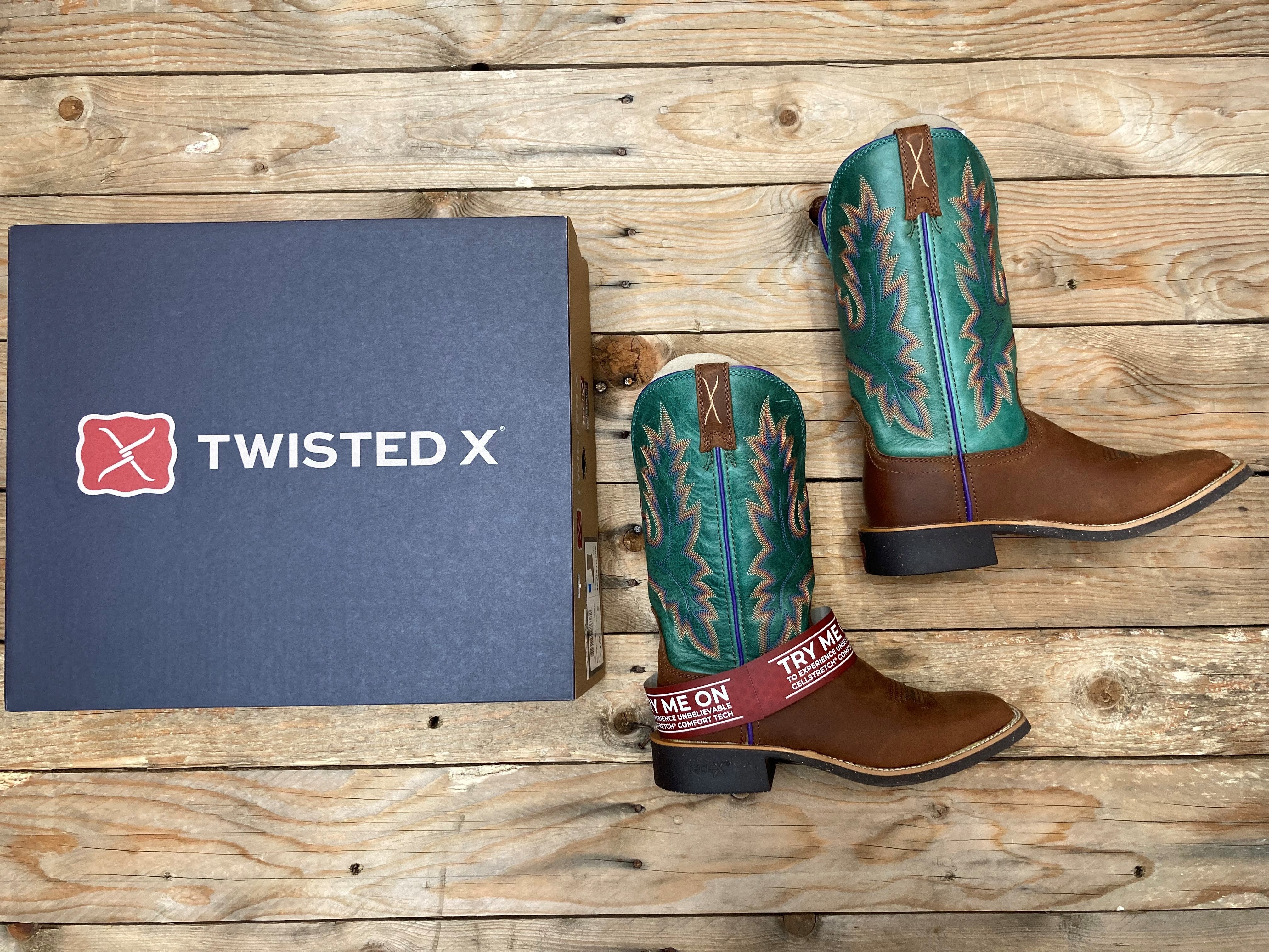 Womens Twisted X 11" Tech X2 Boot - Cinnamon / Turquoise (6874827751501)