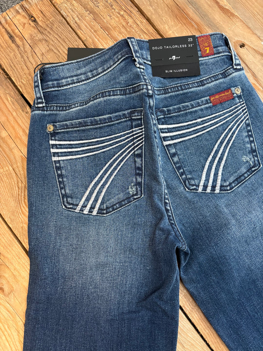 Womens 7 for all Mankind Dojo Jean - Tailorless 32 Leg - Lake Blue
