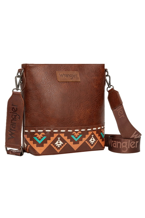 Wrangler Lana Aztec Print Crossbody Bag - Black or Tan