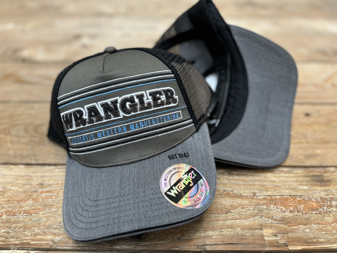 Wrangler Lawrence Trucker Cap - Green / Grey Marle (6854937280589)