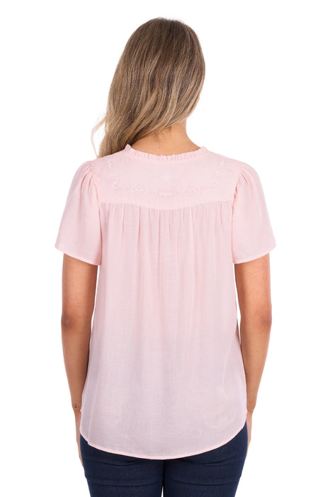 Womens Pure Western Leslie Short Sleeve Blouse - Blush