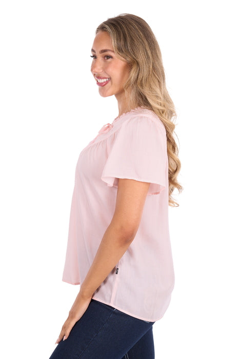 Womens Pure Western Leslie Short Sleeve Blouse - Blush