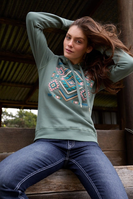 Womens Pure Western Libbie Pullover Hoodie Jumper - Green