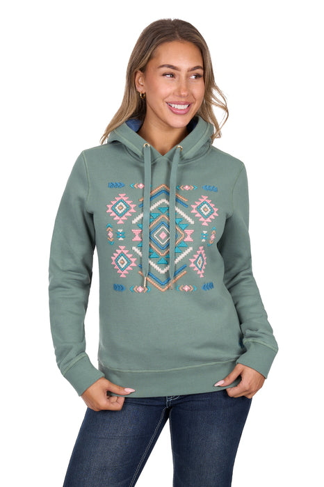 Womens Pure Western Libbie Pullover Hoodie Jumper - Green