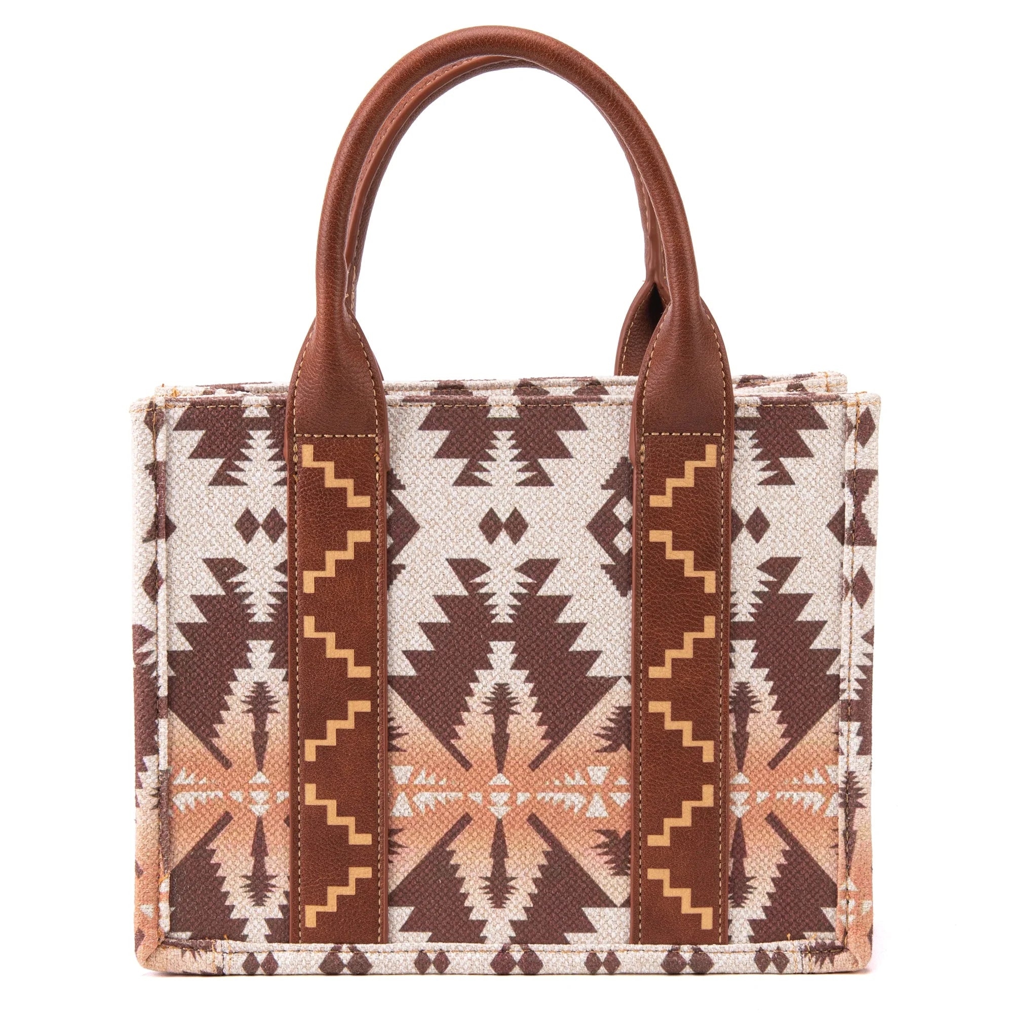 A Wrangler Southwestern Print Small Canvas Tote / Crossbody Bag - Light Coffee (6969633767501)