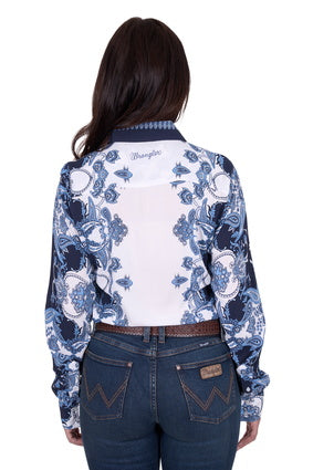 Womens Wrangler Linda Long Sleeve Shirt - Blue (7553509883981)