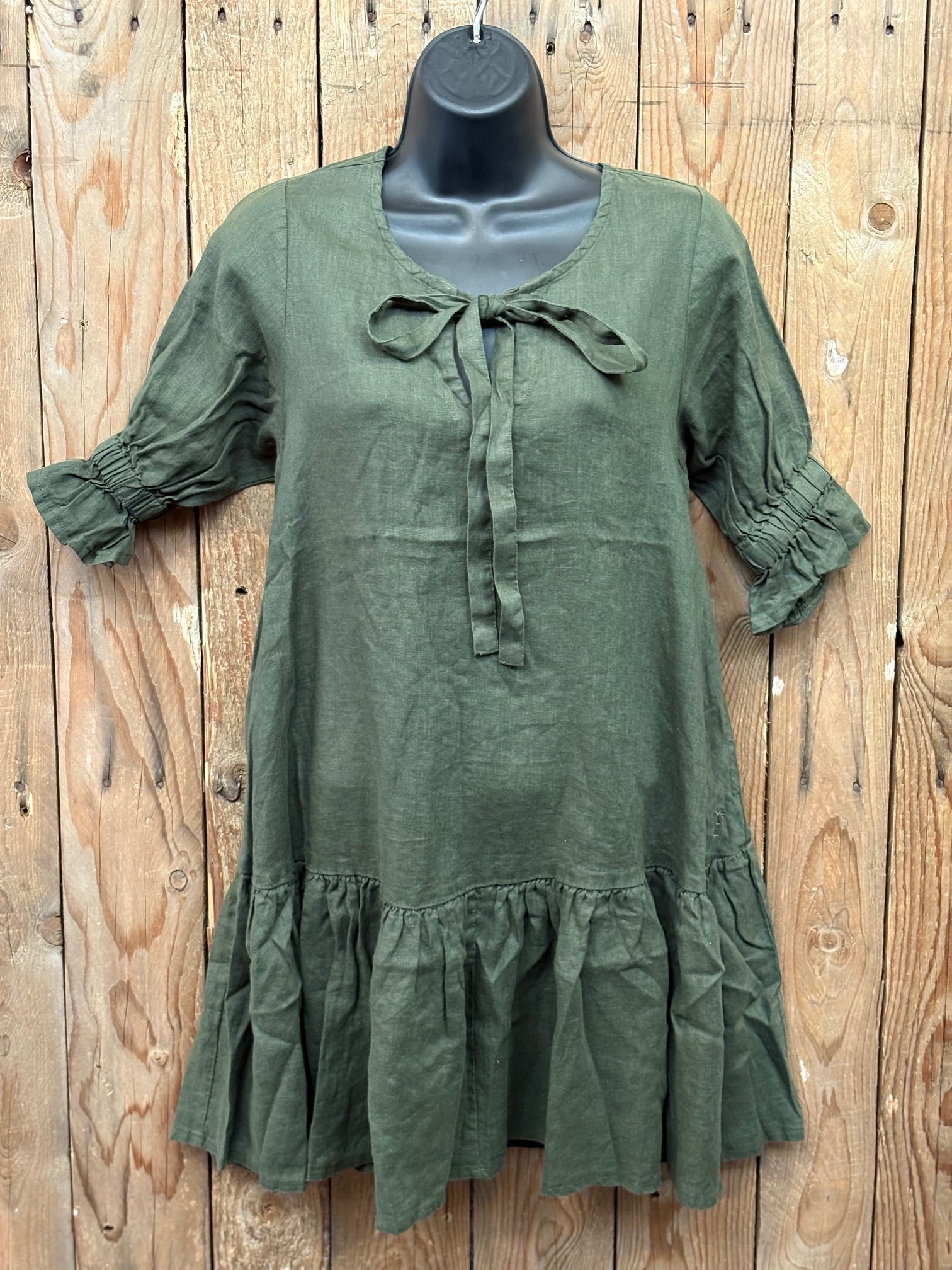 Womens Pilbara Tilly Linen  3/4  Sleeve Dress (7553473151053)