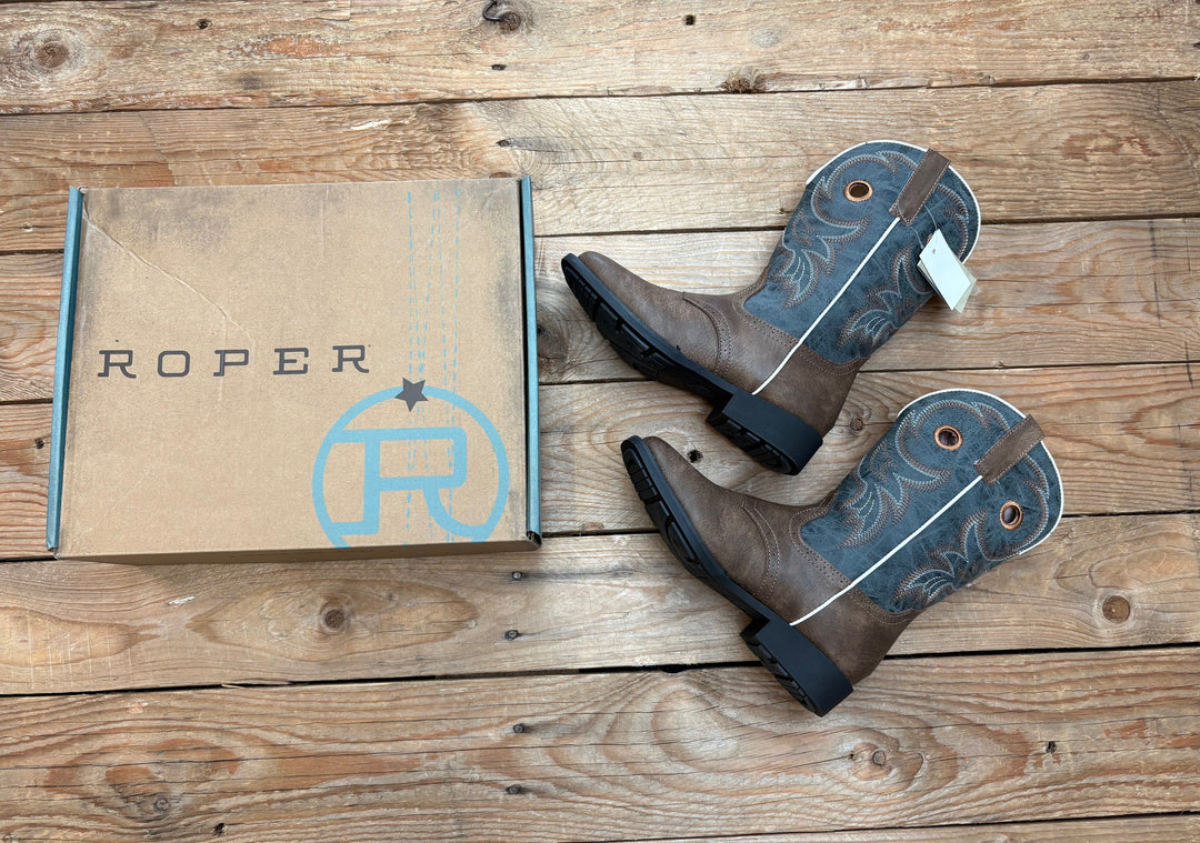 Kids Roper Daniel Boot - Brown / Blue