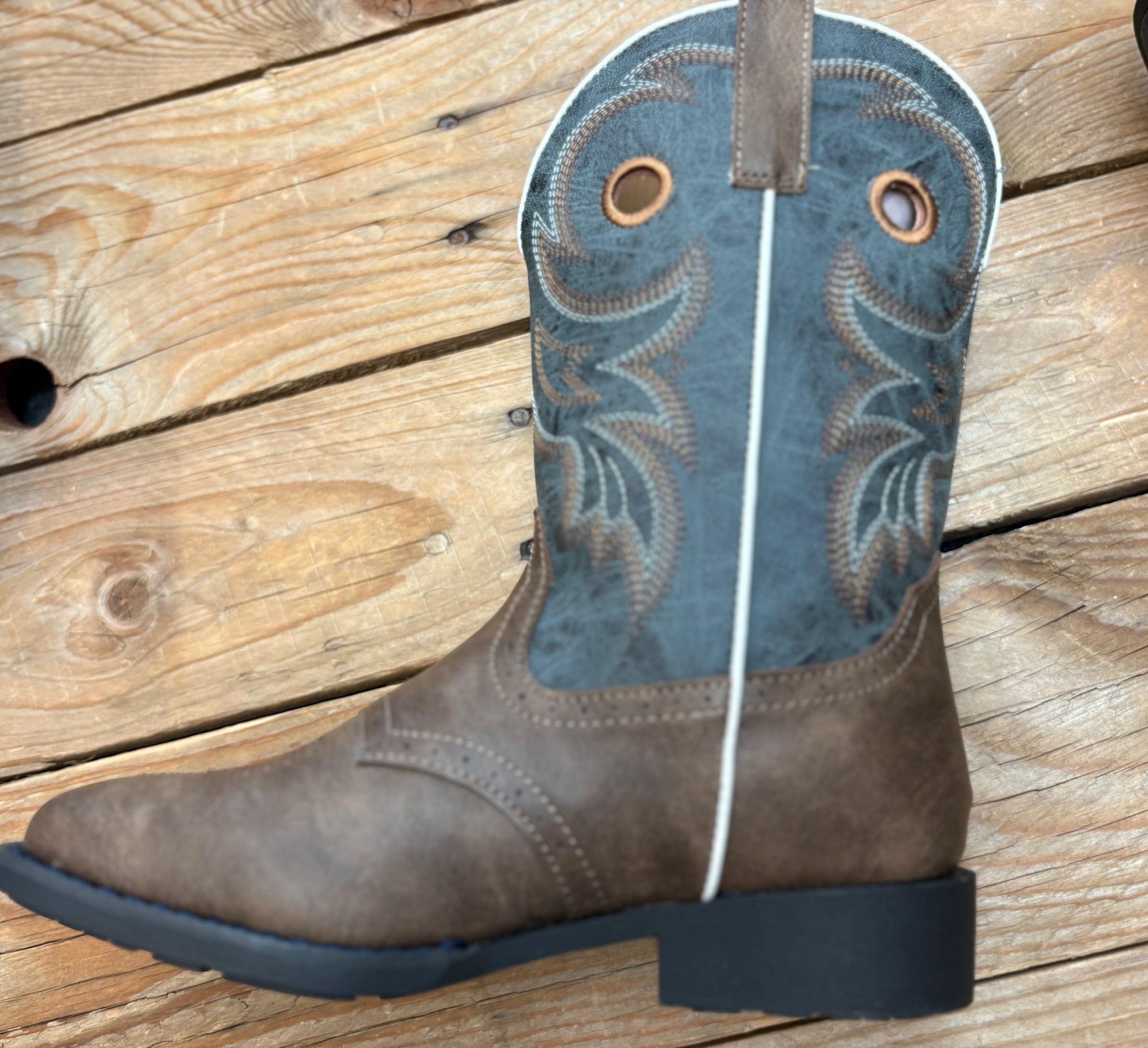 Kids Roper Daniel Boot - Brown / Blue
