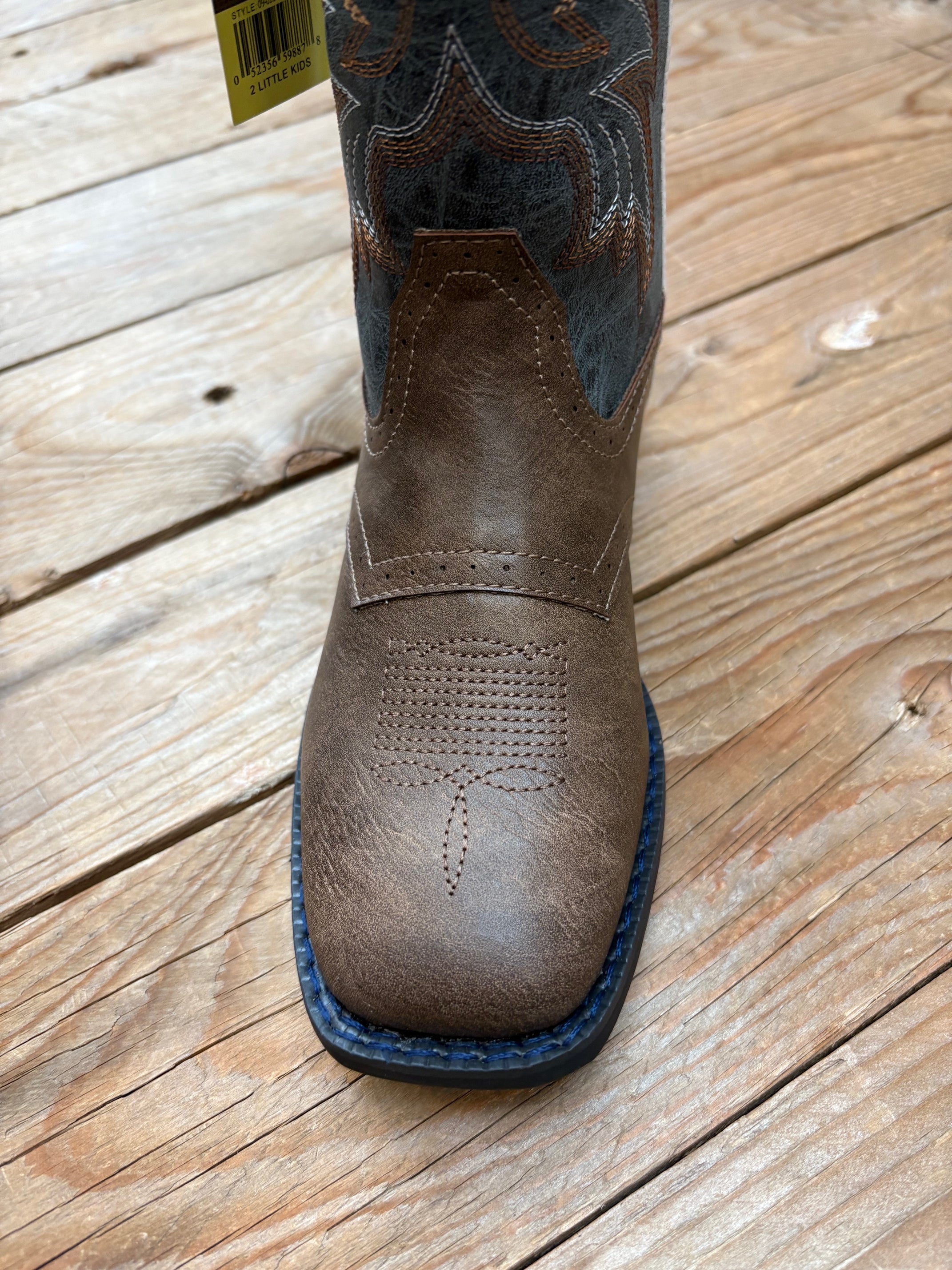 Kids Roper Daniel Boot - Brown / Blue