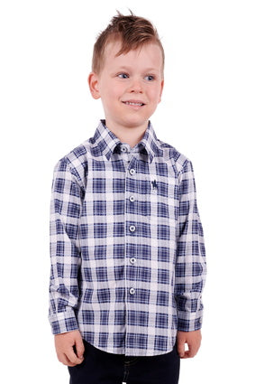 Boys Kids Thomas Cook Lloyd LS Shirt - White / Denim (6894296662093)