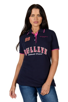 Womens Bullzye Logan Polo Shirt - Navy / Pink (7350928605261)