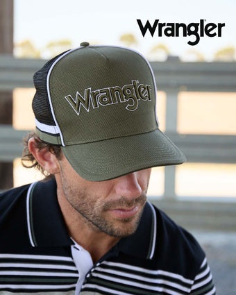 Wrangler Logo High Profile Trucker Cap - Cypress