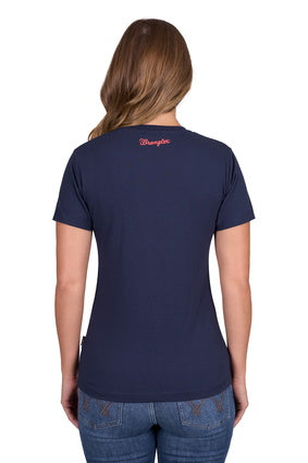 Womens Wrangler Lottie Short Sleeve Tee Tshirt - Navy (7553544290381)