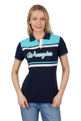 Womens Wrangler Lucy Polo Shirt - Aqua (7336669937741)