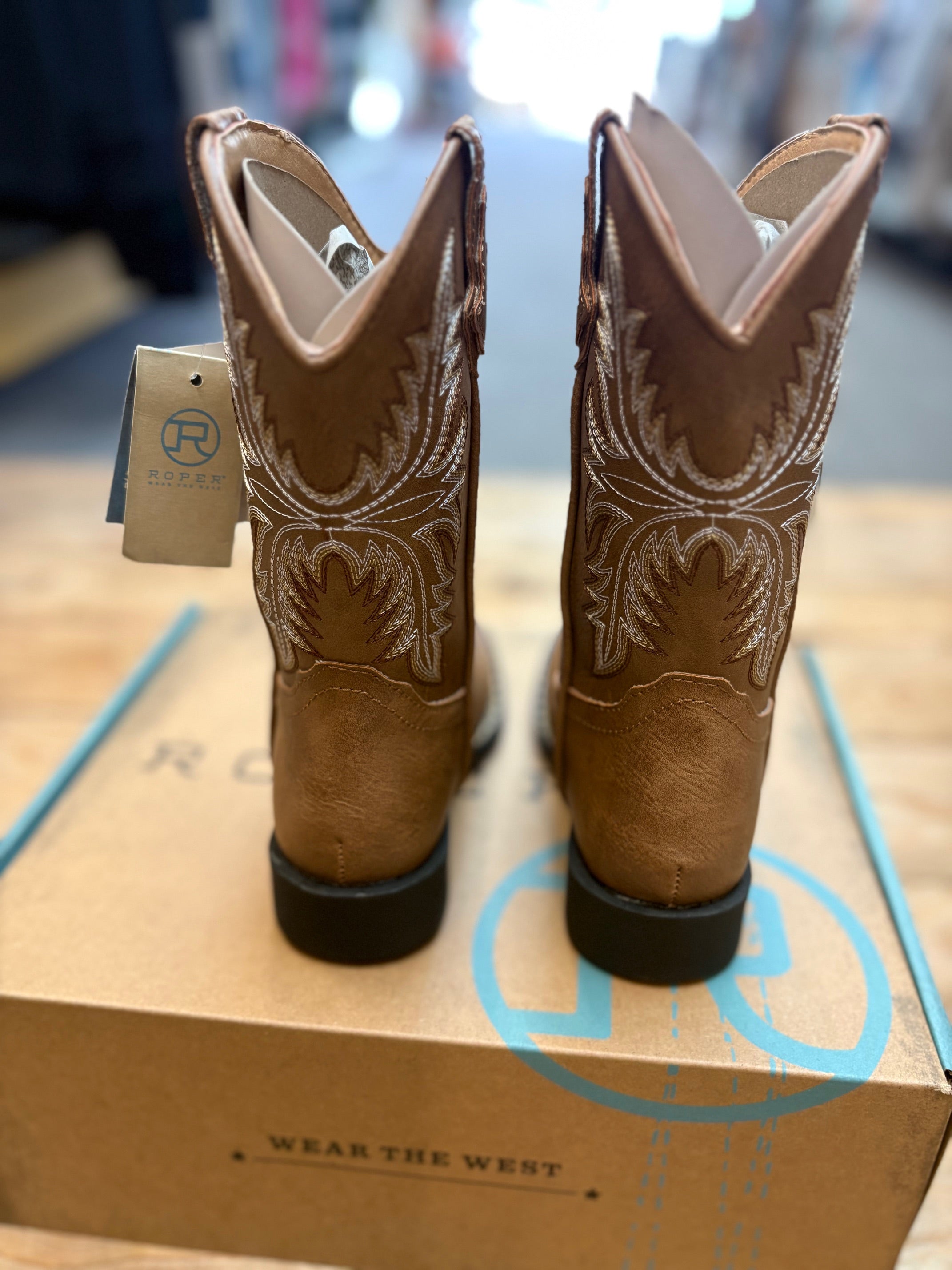 Kids Roper Taylor Cuban Heel Boot - Tan