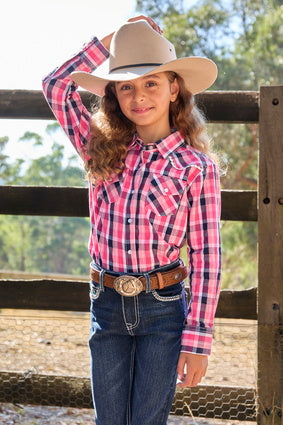 Girls Pure Western Lulu LS Shirt - Coral (7328004177997)