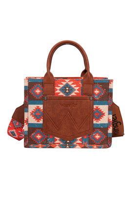 Womens Wrangler Macy Aztec Crossbody Bag Small Tote - Blue Coral or Tan