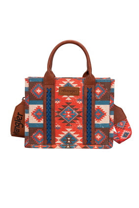 Womens Wrangler Macy Aztec Crossbody Bag Small Tote - Blue Coral or Tan