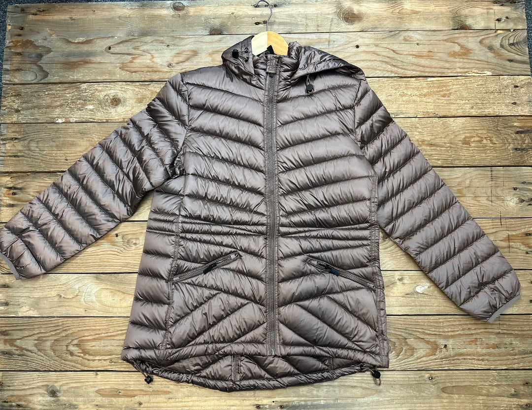 Womens Maglia Metallic Duck Down Puffer Jacket - Latte (7472652451917)