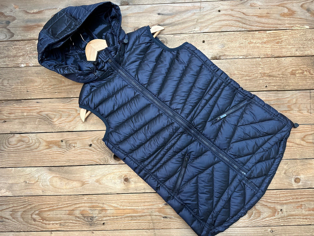 Womens Maglia Metallic Duck Down Puffer Vest - Navy (7472652517453)