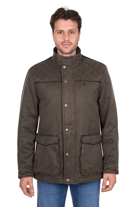 Mens Thomas Cook Marcus Faux Oilskin Jacket - Rustic Mulch