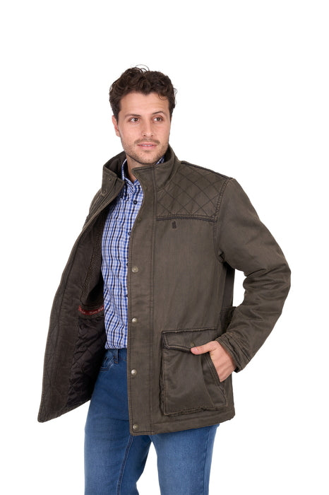 Mens Thomas Cook Marcus Faux Oilskin Jacket - Rustic Mulch