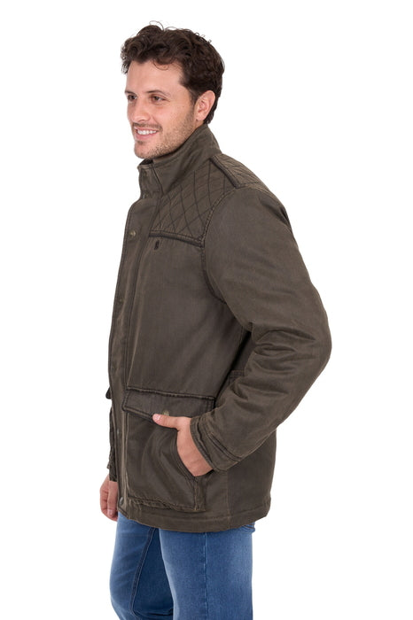 Mens Thomas Cook Marcus Faux Oilskin Jacket - Rustic Mulch
