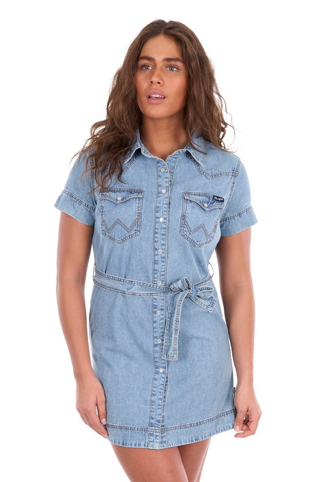 Womens Wrangler Marla Short Sleeve Dress - Sky