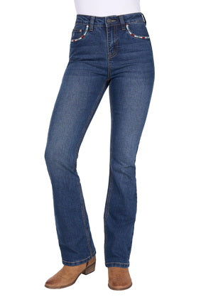 Womens Pure Western Mary High Rise Boot Cut Jean - Indigo - 32 Leg