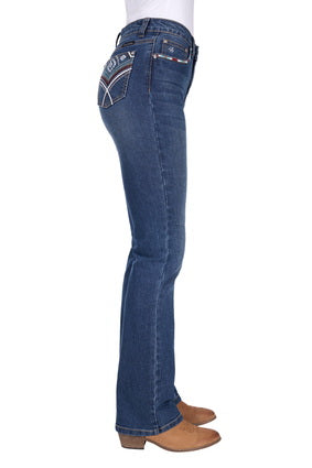 Womens Pure Western Mary High Rise Boot Cut Jean - Indigo - 32 Leg