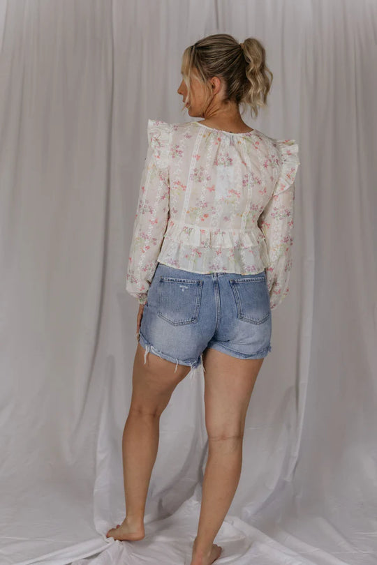 Womens El Jay Maysie Peplum Long Sleeve Top Blouse - Ember Garden
